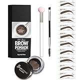 Eyebrow Stencils, Eye Brow Stencil Kits Brow Stamp Perfect Eyebrows Waterproof, Eyebrow Stamp Trio Kit with Sponge Applicator Smudge-proof for Women With 10PCS Eyebrow Shaping Kit, Light Brown