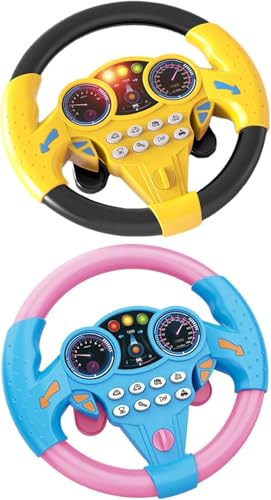 KIDSZONE Interactive Steering Wheel Toy Driving Simulator for Kids Ages 3+ with Lights & Sound Effects (Yellow&Black)