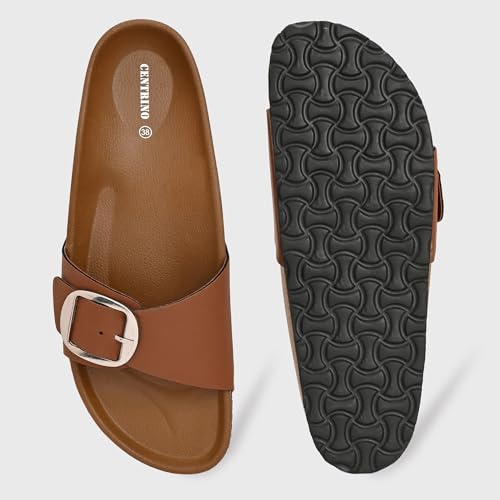 Image of Centrino Women's Berkin-Style Slip-On Sandals | Open Toe Design | Soft PU Footbed | Lightweight & Comfortable | Arch Support | On-Grip Sole | Casual Outdoor Wear (9228)