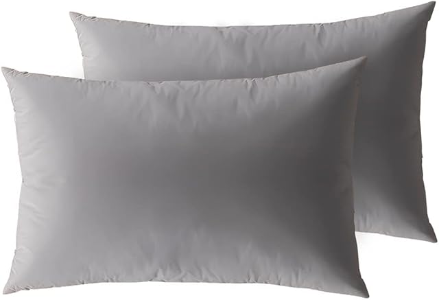 Amazon Brand - Umi Goose Feather Pillow 2 Pack, 48 x 74CM100% Cotton Fabric (Medium Firm- Grey)