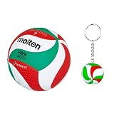 Molten FLISTATEC Volleyball Standard Volleyball ‎V5M5000 - Size 5 for Competition and Training | Durable, Responsive, Official Size | Indoor and Outdoor Play & 3D Mini Volleyball Keychain.