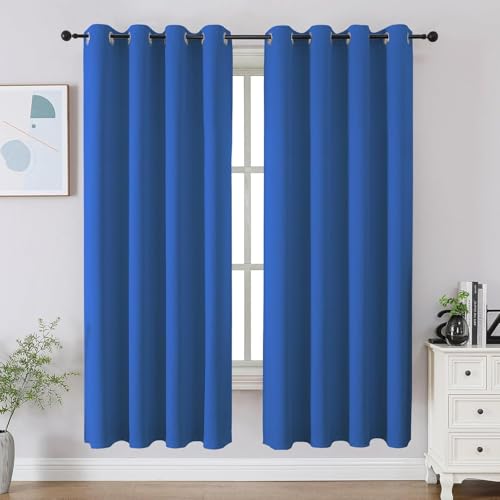 Image of Cortina 80-90% Blackout Solid Window Curtains 6 Feet Set of 2 - Thermal Insulated | Curtain for Living Room | Drapes for Bedroom | (6 Feet, Blue)
