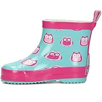 Playshoes Unisex Kid's Wellies Rain Owls Wellington Rubber Boots, Turquoise Turquoise 15, 4 UK Child