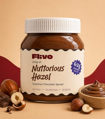 Image of Flivo Chocolate Hazelnut Spread 250g | No Palm Oil | No Added Sugar | Naturally Sweetened with Monk Fruit | 62g High Protein Snack Spread | No Stabilizers |