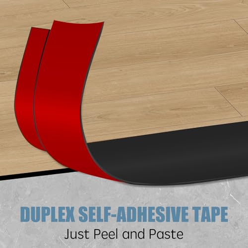 Image of Floor Transition Strip Door Threshold 118 inch Floor Transition Reducer Trim on The Edges Threshold Strip Self Adhesive Suitable for Doorways, Tiles, Carpet