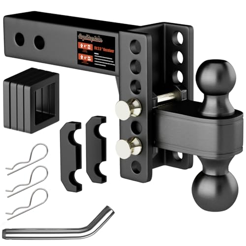 2.5 inch Adjustable Trailer Hitch 2-1/2 Receiver Drop Hitch Fits 2.5 Receiver 4 Rise/Drop 2 & 2-5/16 Ball 25000 LBS Heavy Duty for RVs Campers Boat Trailer