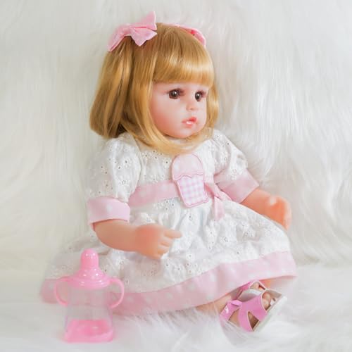 Muñeca Reborn 16 pulgadas ENADOLL cabello rubio miniatura 3