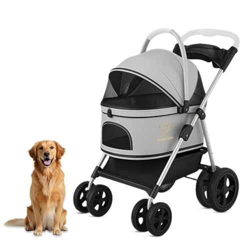 4 Wheel Foldable Pet Stroller - Lightweight Dogs and Cats Strolle...