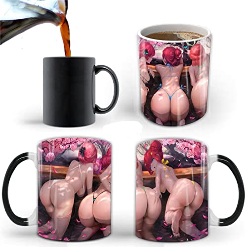 Taza de café sensible al calor, diseño de anime, con diseño de chica bikini que cambia de color, taza de café y cerveza, taza de café creativa, buen regalo para fanáticos de dibujos animados