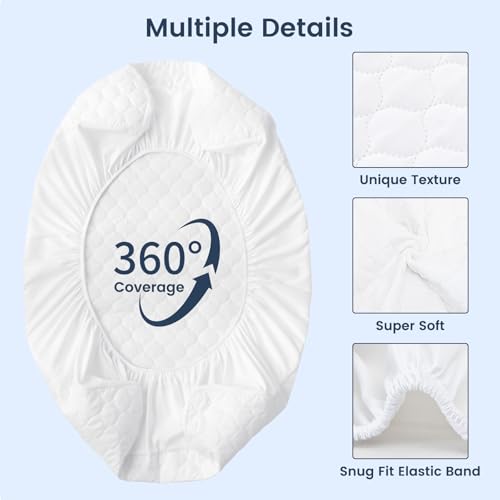 Image of david's kids 2 Pack 52''x28'' Waterproof Crib Mattress Protector Pad Cover Stretch up to 8 inch, Fitted Standard Crib and Toddler Mattresses, Ultra Soft and Breathable for Boys Girls Neutral, White