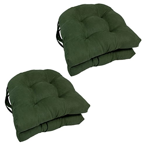Blazing Needles 16-inch Microsuede Rounded Back Chair Cushion, 4 Count (Pack of 1), Hunter Green