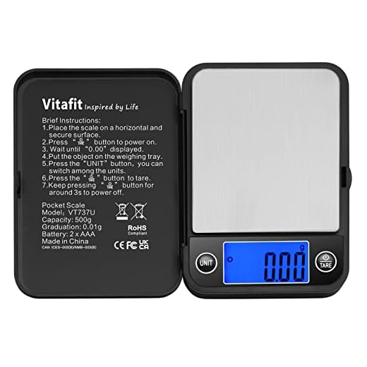 Vitafit Digitale zakweegschaal, 500 g/0,01 g, precisieweegschaal, digitale gramweegschaal, goudweegschaal, muntweegschaal met lcd-display, sieradenweegschaal, zwart