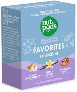 nutpods Favorites Collection Coffee Creamer - Unsweetened Non Dairy Creamer - Toasted Marshmallow, French Vanilla and Cinnamon Swirl - Keto Creamer, Whole30, Gluten Free, Non-GMO, Vegan, Sugar Free, Kosher (Variety 3-Pack)