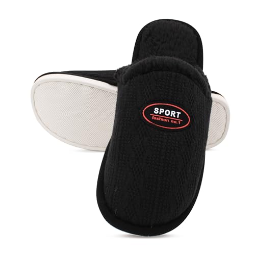 Image of VRITRAZ Men's Plush Winter Slippers | Soft Furry Lined Indoor Slides | Warm Comfortable Anti-Slip Home Footwear
