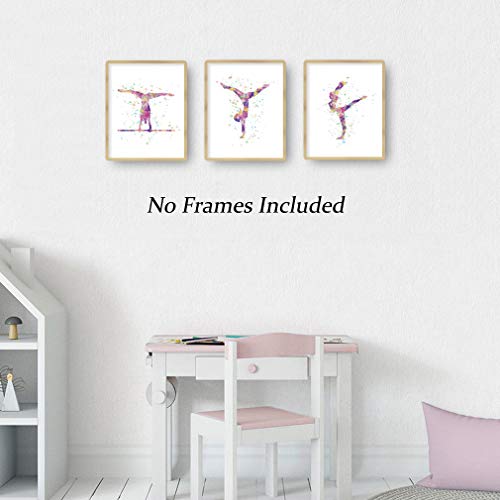 Image of CHDITB Unframed Abstract Girl Gymnastics Wall Art Print,Sporting Silhouette Poster,Set of 3(8 inch x10 inch ) Canvas Exercise Gyming Beam Posters for Girls Gymnasts Bedroom Nursery Decor