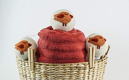 Pinch of Vegas Organic Wool Dryer Balls with Cute Bird, 3 Pack, Anti-Static