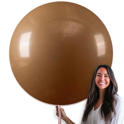Image of PartyWoo Brown Balloons 4pcs 36 Inch Boho Neutral Coffee Tan Fall Latex Helium Balloons for Wedding Baby Shower Gender Reveal Graduation Safari Woodland Birthday Fall Party Decorations Brown-F09