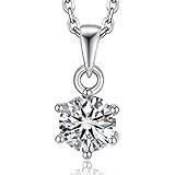 💎【Klassische Halskette mit Anhänger】 ➣ Die handgefertigte 1-Karat (6,5 x 6,5 mm) 6-Krallen-Moissanit-Halskette bringt ein außergewöhnliches Funkeln in jeden Tag. Diese exquisiten Moissanit-Halsketten für Damen sind für viele Gelegenheiten geeignet und leicht ins Auge fallen.
