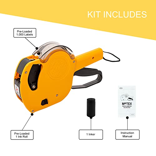 Motex MX-5500 New Version 1 Line 8 Digits Price Tag Gun – Pre-Loaded 1,000 White Sticker Labels and Pre-Loaded Inker with 1 Ink Refill - for Grocery Store, Retail Shop, Garage Sale (Yellow) - Thumbnail 4
