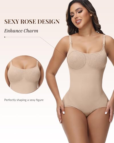 Image of SHAPESHE Shapewear for Women Faja Colombianas Moldeadoras Seamless Bodysuit | Built In Underwire, Short with Nipple Cover,Anti-slip Silicone Strips, Zipper Closure, Tummy Control, Butt Lifting,