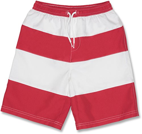 Snapper Rock UV Schutz Badeshorts, Traje de Baño Para Niños, Rojo/Blanco, 1-2 Años, 86-92 cm