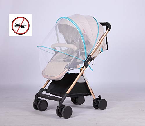 Kinderwagen Sonnenschutz Universal - faltbar Moskitonetz Baby Sonnenverdeck für Buggy & Sportwagen | XL Pop-Up Sonnendach mit UV Schutz 40+ (Blau ohne schatten tuch)