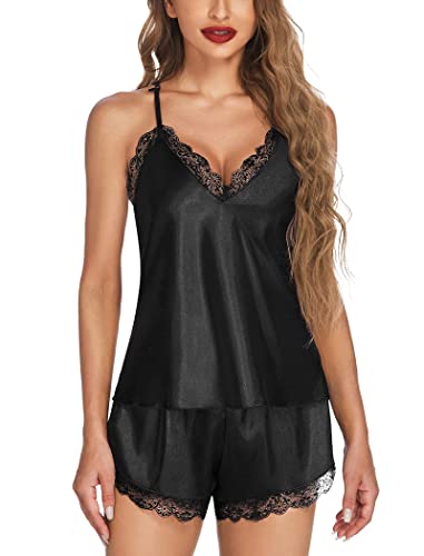 Image of Avidlove Satin Pajamas Set Sleepwear Womens Sexy Lingerie Cami Shorts Set Nightwear S-XXL