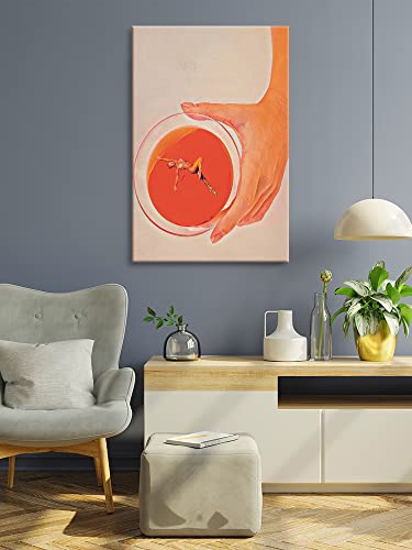 Retro Cocktail Print, Funny Cocktail Poster,Vintage Surrealism Cocktail Art, Bar Cart Trendy Wall Art, Dorm Room Decor, Girly Wall Art,Dining Room Kitchen Wall Decor Canvas 16X24Inch Unframed #TOP6