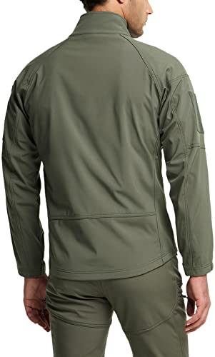 Cqr Men's Covert Softshell Military Jacket, Winter Full Zip Fleece Lined Tactical Jackets W Zipped Pockets, Covert Olive, Large #TOP1