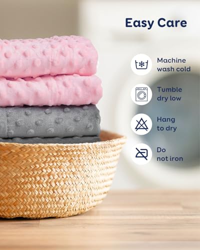 Kivik Weighted Blanket 7lbs, Small Minky Dotted Blankets, Soft Heavy Blanket Throw, Machine Washable, 41 x 60 Inches Grey