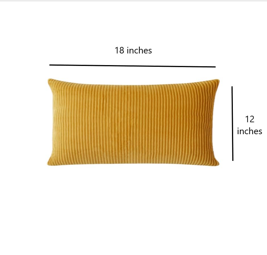 Image of Guffaw Corduroy Rectangular Cushion Covers, Size 12x18, Pack of 2, Multiple Colors (1, Mustard)