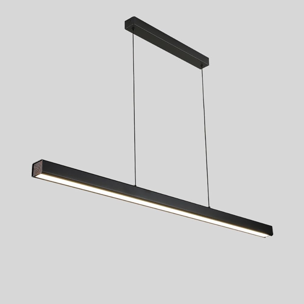 Suspension linéaire LED 120cm noire 4000K pour l'éclairage épuré d'un îlot de cuisine