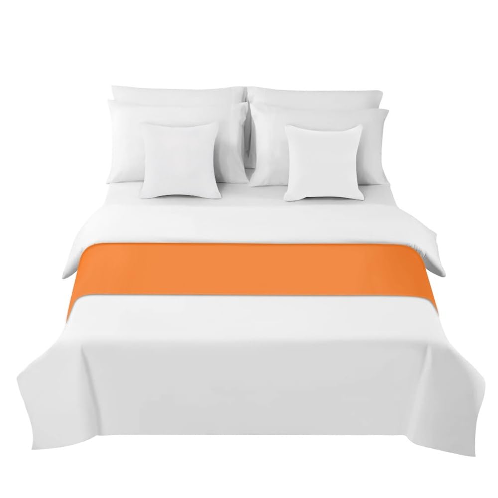 Morbuy Bed Runners, Solid Color Bed Runners Scarves Home Decoration Hotel Bedding Bed Towel Bedroom Bedspread Protection (Orange,50x210cm)