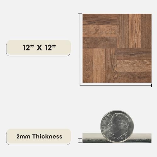 Achim Imports VFT920POVR Home Furnishings Portfolio 12x12 2.0mm Self Adhesive Vinyl Floor, Walnut Parquet, 9 Tiles/9 sq. ft by ACHIM - Image 3