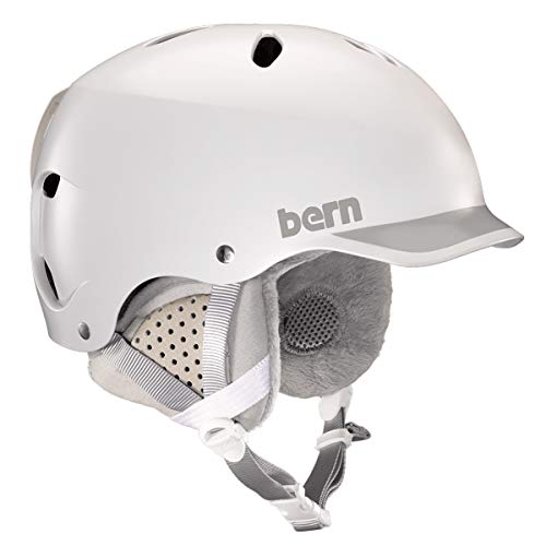 Bern, Women s Winter Lenox EPS Snow Helmet, Satin White with Grey Brim, Small
