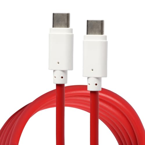 Image of 65W Type C to Type c WARP /Dash C Type Cable Fast Charging, 10000+ Bends Lifespan Compatible for One Plus 11 /11R /10 /10pro /10r /Google Pixel and Other USB-C Type Devices, C to C Cable - 1M Red