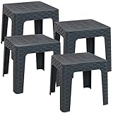 Sunnydaze Outdoor Side Table for Backyard or Front Porch - Plastic Adirondack Square End Table for Patio or Poolside - Gray - Set of 4