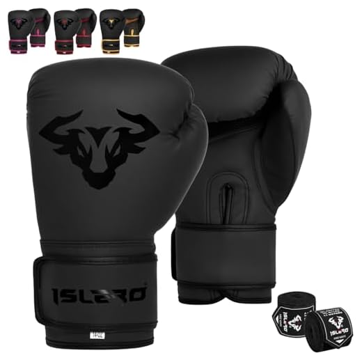 Islero EVO Fitness Boxhandschuhe für Herren, Boxsack für Damen, Pink, MMA, Muay Thai, Kampfsport, Kickboxen, Sparring, Training, Kampfhandschuhe mit Handbandagen (340 g, schwarz)