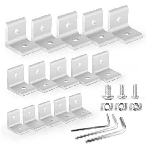 QCQIANG 75 PCS Aluminum L Bracket, 2022 3030 4040 Inside Corner Bracket with t Nut Screws and Wrench for Connection Between Aluminum Materials
