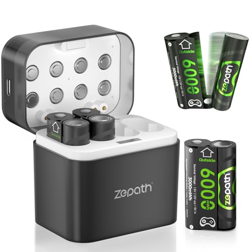 Zepath Xbox Controller Battery Pack 4 x 6000mWh Rechargeable Lithium AA Batteries with Charger for Xbox One/Xbox Series X|S Xbox One S/Xbox One X/Xbox One Elite Controllers