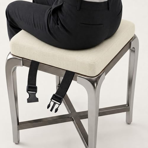 Genérico Cojines para Sillas Cuadrados con Lazos, Cojín Asiento de Lino Transpirable, Espuma de Alta Densidad, Desenfundable Antideslizante Interior Exterior(Beige,30x30x10cm)