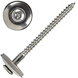 Spenglerschrauben mit TORX 4,5x60 mit U-Scheibe 20mm (50 Stück) aus Edelstahl A2 (V2A) ähnl. DIN 7995 TX Dichtscheibe Holzschrauben Innensechsrund | AG-BOX®