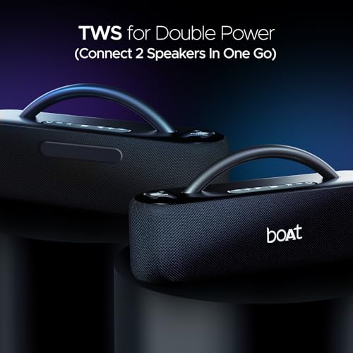 boAt Stone Lumos 60W Bluetooth Speaker w/ 7 LED Projection Modes, Hearables App Support, Dual EQs, Up to 9hrs of Playtime, TWS Feature, Built-in Mic, BT v5.3(Midnight Black) 6 41d4mSBrrmL