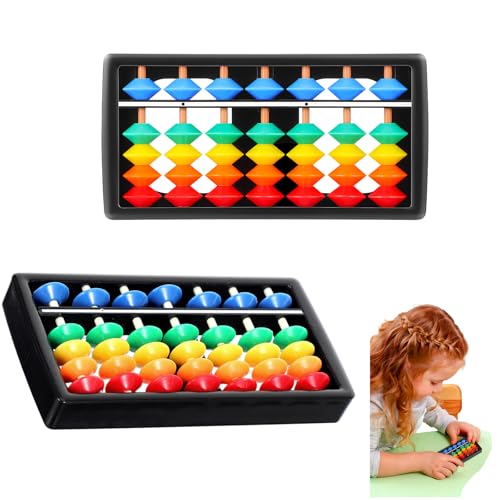 DOITOOL 2pcs Abacus for Kids Math, Mini Abacus 7 Column Soroban, Toddler Math Educational Toy for Preschool Early Development and Mental Arithmetic Training, 4.65x2.36 inches, Plastic