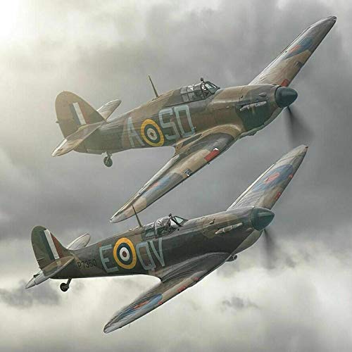 Blanriguelo Affiches et Impressions sur Toile Spitfire Hurricane Aircraft Rétro Mur Art Photos Images Peinture Salon Décor À La Maison 19.6"x 19.6" (50x50cm) sans Cadre Cover