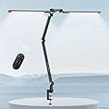CLDRHD Adjustable Foldable Desk Lamp for Home Office - Double Swing Arm Bright LED Desk Light, Eye-Caring Architect Task Lamp, Dimmable Table Desk Light for Work/Study/Craft (Black)