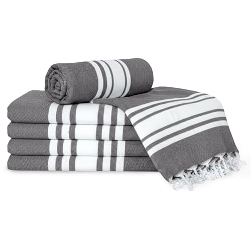 Occosa Turkish Cotton Beach Towel Pack of 6 & 1