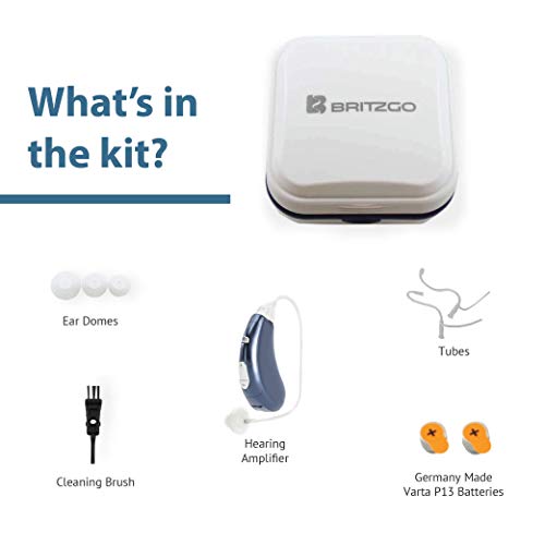 Britzgo Digital Hearing Amplifier Bha-902S"Smarter" - P13 Germany Made Battery - Metal Blue - Behind-The-Ear Hearing Amplifier #TOP5