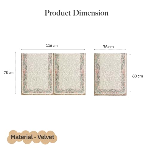 Image of Kuber Industries 2+1 Seater Sofa Cover | Velvet Slipcover for Living Room | Thick & Cozy | Non-Slip Comfort Sofa Cover Set | Digital Painting Juliet 1186 - Beige & Green