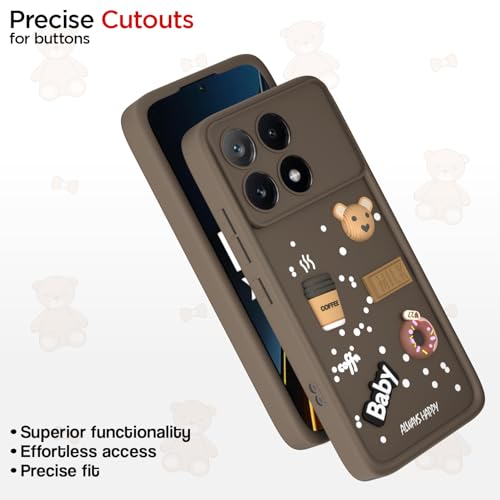 Image of Pikkme Back Cover for Poco X6 Pro 5G | 3D Cartoon Silicone Case Cute & Fun Full Protective Bumper Cover (Brown)